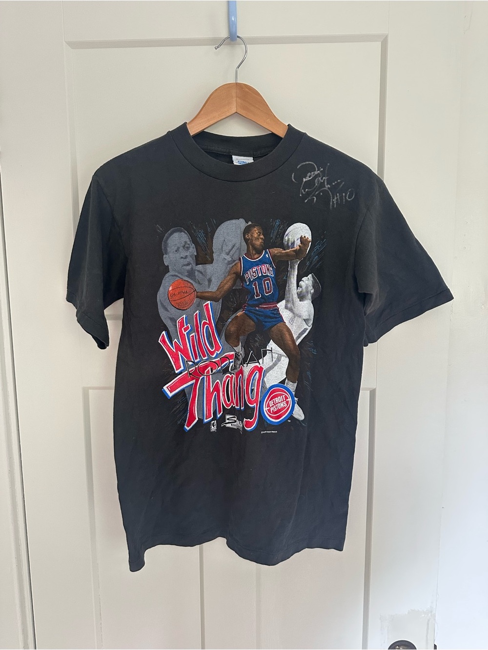 Signed 90s Detroit Pistons Dennis Rodman 'Wild Thang' Graphic Tee
